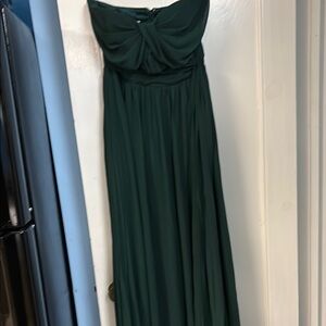 Birdy Grey Green Strapless Ruched Gown